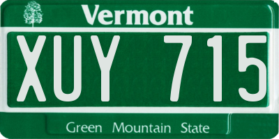 VT license plate XUY715
