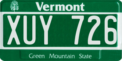 VT license plate XUY726