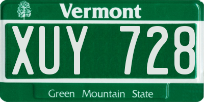 VT license plate XUY728