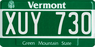 VT license plate XUY730