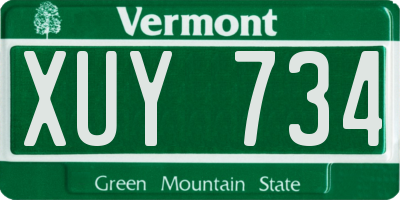 VT license plate XUY734