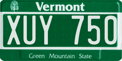 VT license plate XUY750