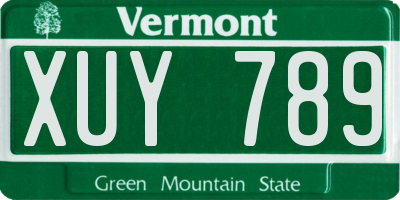 VT license plate XUY789