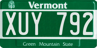 VT license plate XUY792