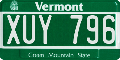 VT license plate XUY796
