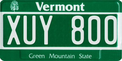 VT license plate XUY800