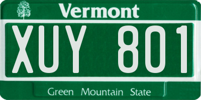 VT license plate XUY801
