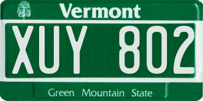 VT license plate XUY802