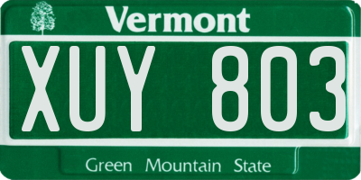 VT license plate XUY803