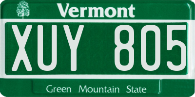 VT license plate XUY805