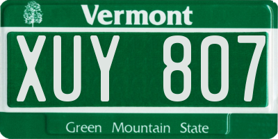 VT license plate XUY807