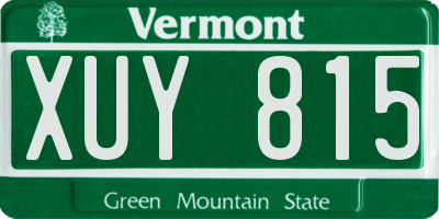 VT license plate XUY815