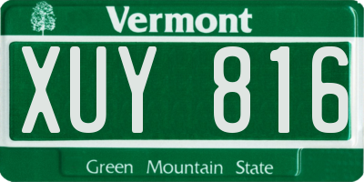 VT license plate XUY816