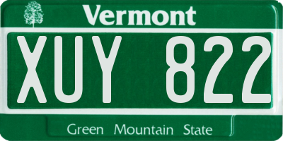 VT license plate XUY822