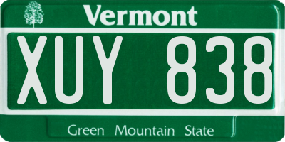 VT license plate XUY838