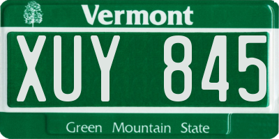 VT license plate XUY845