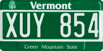VT license plate XUY854