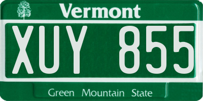 VT license plate XUY855