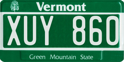 VT license plate XUY860