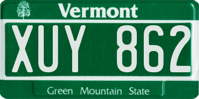 VT license plate XUY862