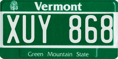 VT license plate XUY868