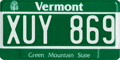 VT license plate XUY869