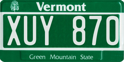 VT license plate XUY870