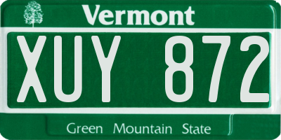 VT license plate XUY872