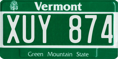 VT license plate XUY874
