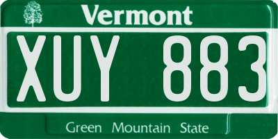 VT license plate XUY883