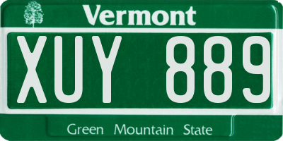VT license plate XUY889