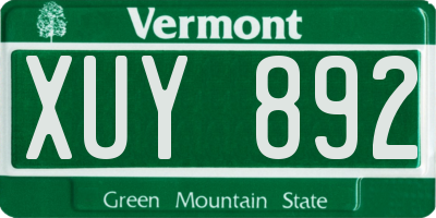 VT license plate XUY892