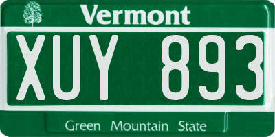 VT license plate XUY893