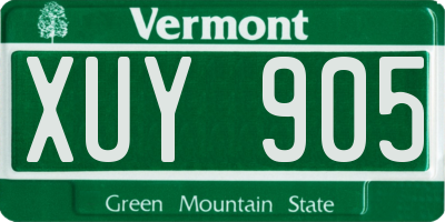 VT license plate XUY905