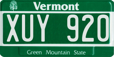 VT license plate XUY920