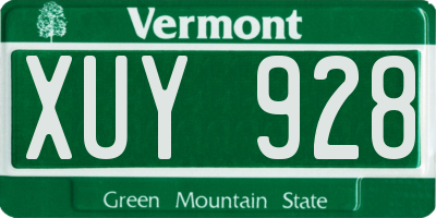 VT license plate XUY928