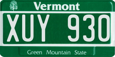 VT license plate XUY930