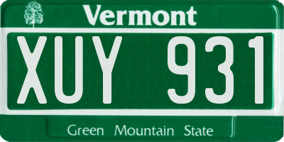 VT license plate XUY931