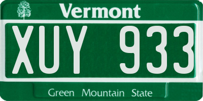 VT license plate XUY933