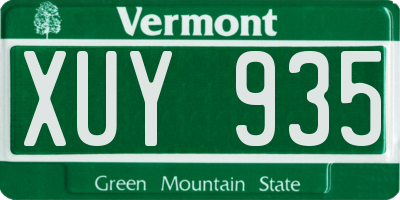 VT license plate XUY935