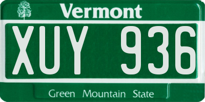 VT license plate XUY936