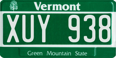 VT license plate XUY938