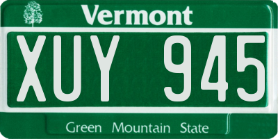 VT license plate XUY945