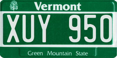 VT license plate XUY950