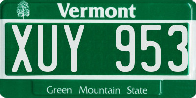 VT license plate XUY953