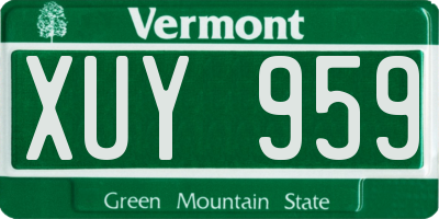 VT license plate XUY959
