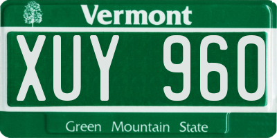 VT license plate XUY960