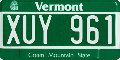 VT license plate XUY961