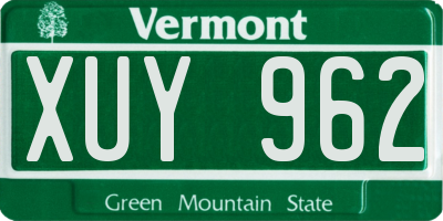 VT license plate XUY962