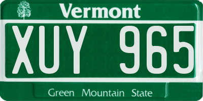 VT license plate XUY965